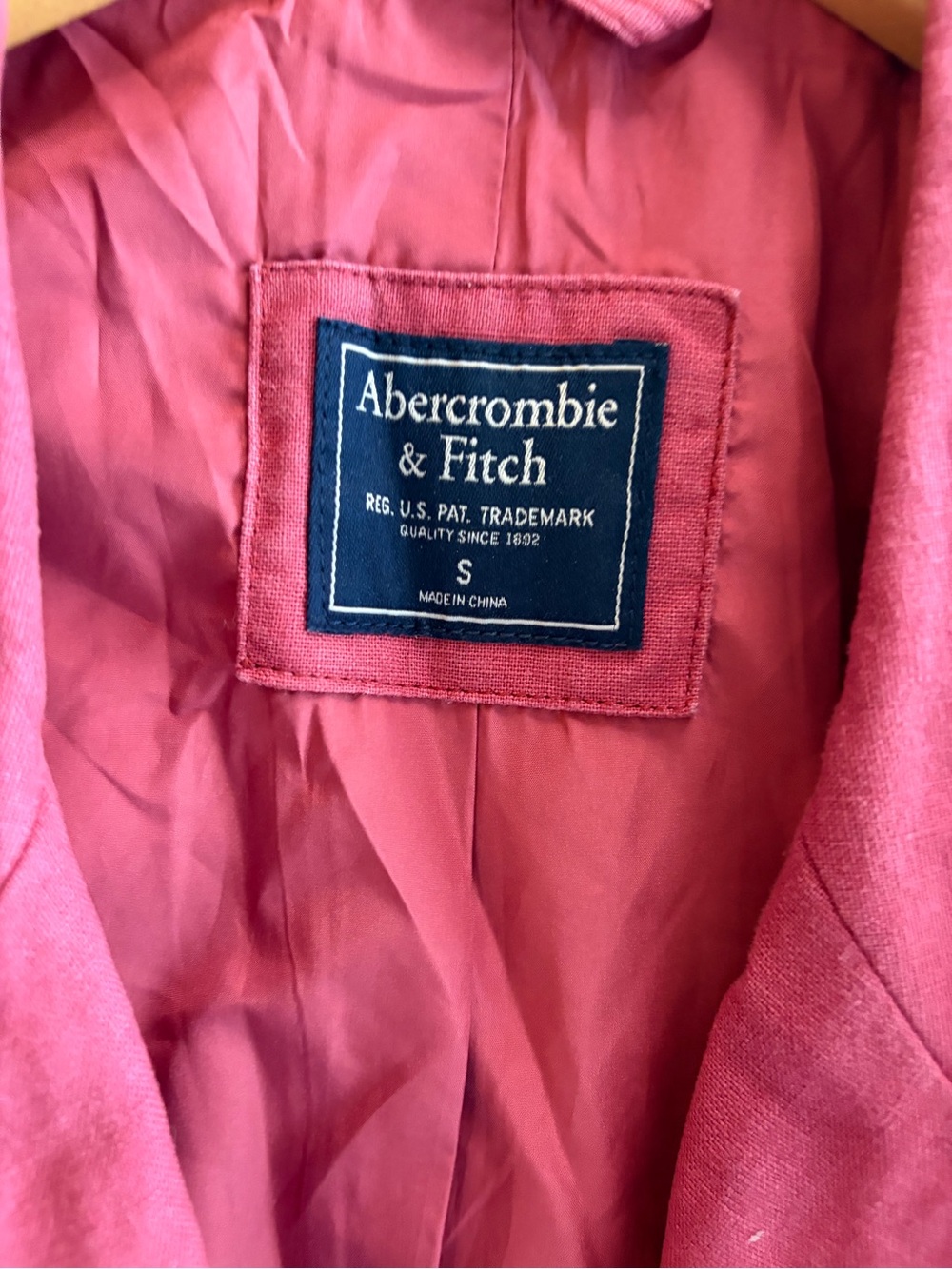 ABERCROMBIE & FITCH Rust Red Double Breasted Linen Blend Blazer - Picture 4 of 5